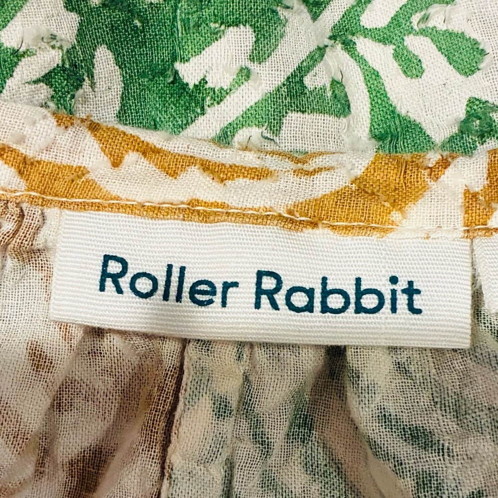 Roller Rabbit mixed print orange green brown &white boho patterned cotton top. L - Picture 6 of 6